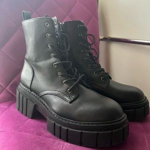 Madden Girl Black Combat Boots